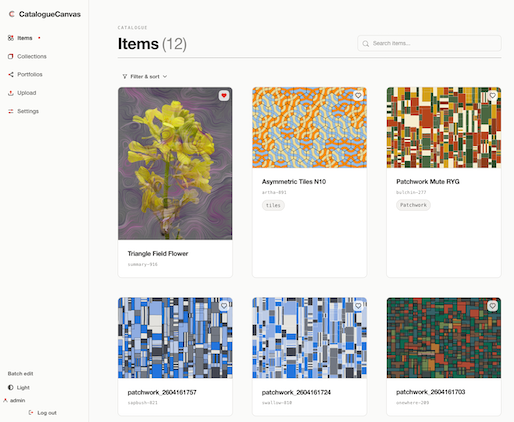 CatalogueCanvas catalogue view