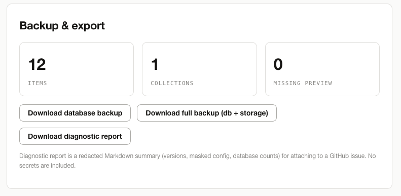 Backup and export settings
