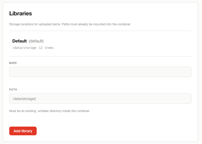 Libraries settings