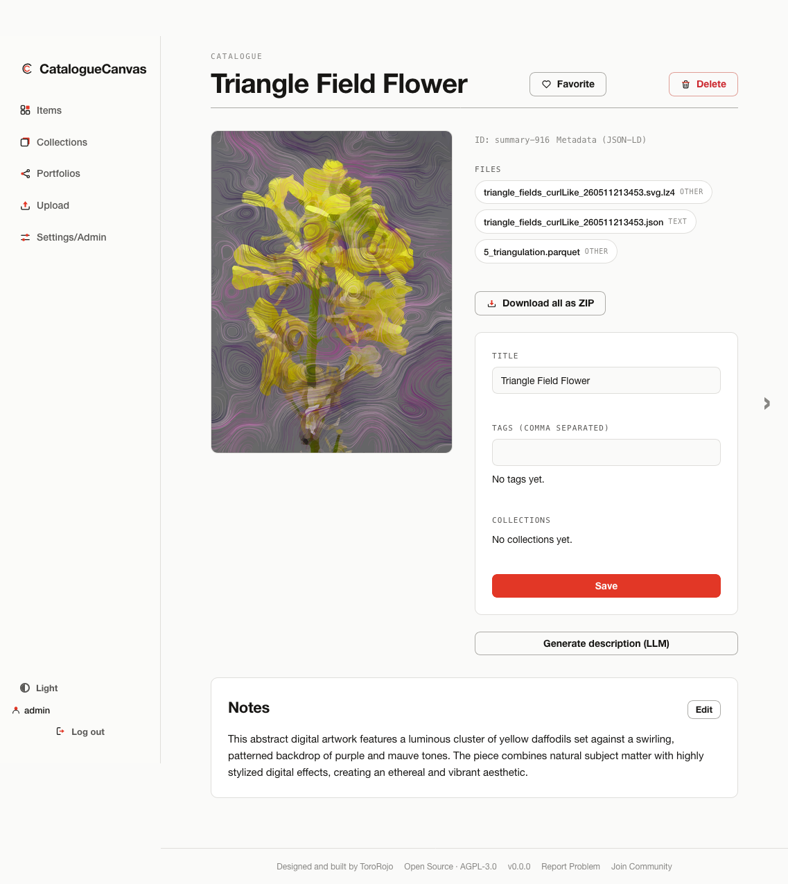 An item page